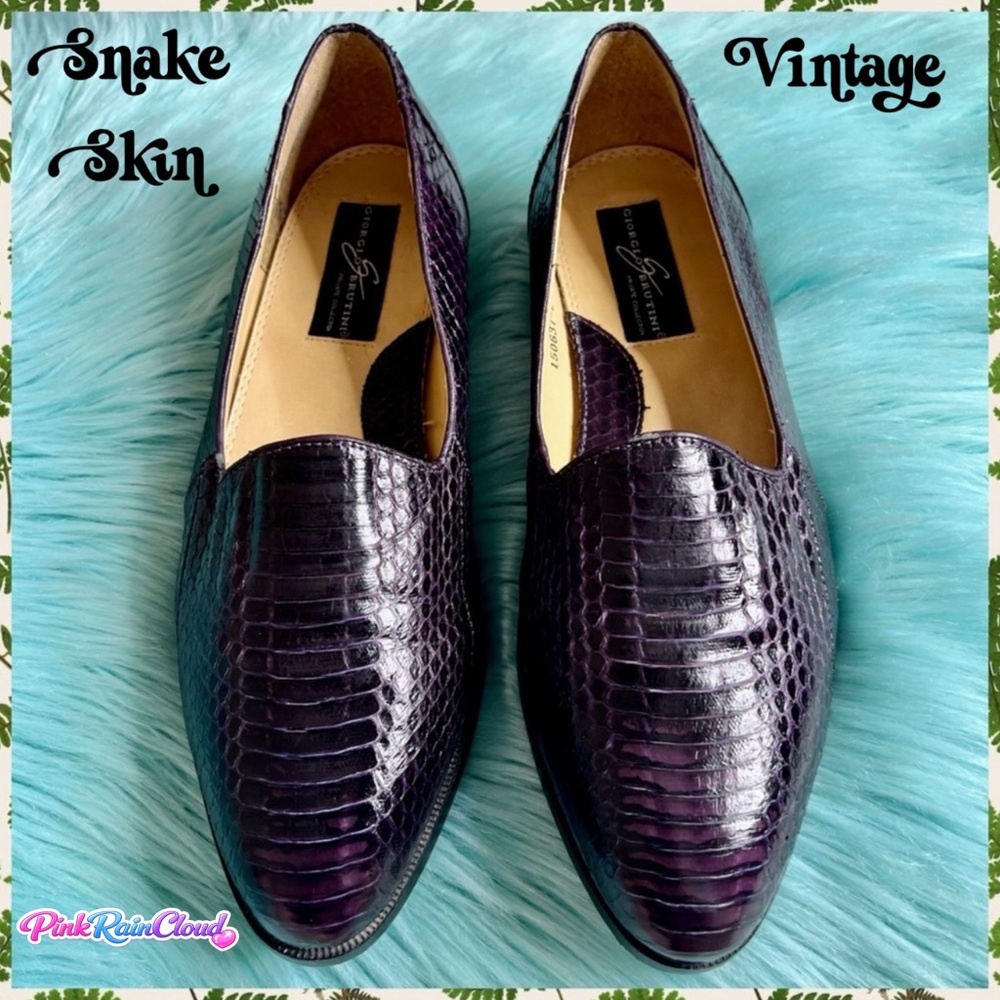 Giorgio Brutini Purple Snake Skin Vintage Loafers Men Size 11 Dress Shoes